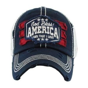 GOD BLESS AMERICA Navy Blue EAGLE MESH BALL CAP